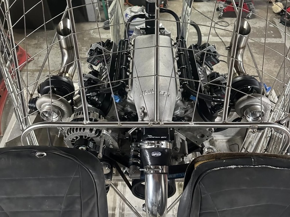 Operator's view of airboat engine bay