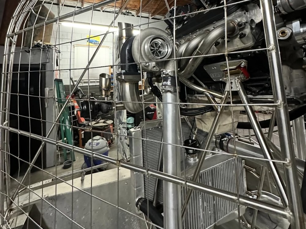 Full airboat engine assembly with turbo and intercooler